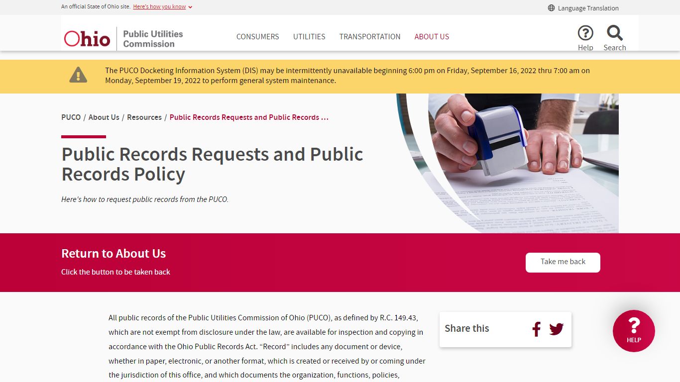 Public Records Requests and Public Records Policy - Ohio